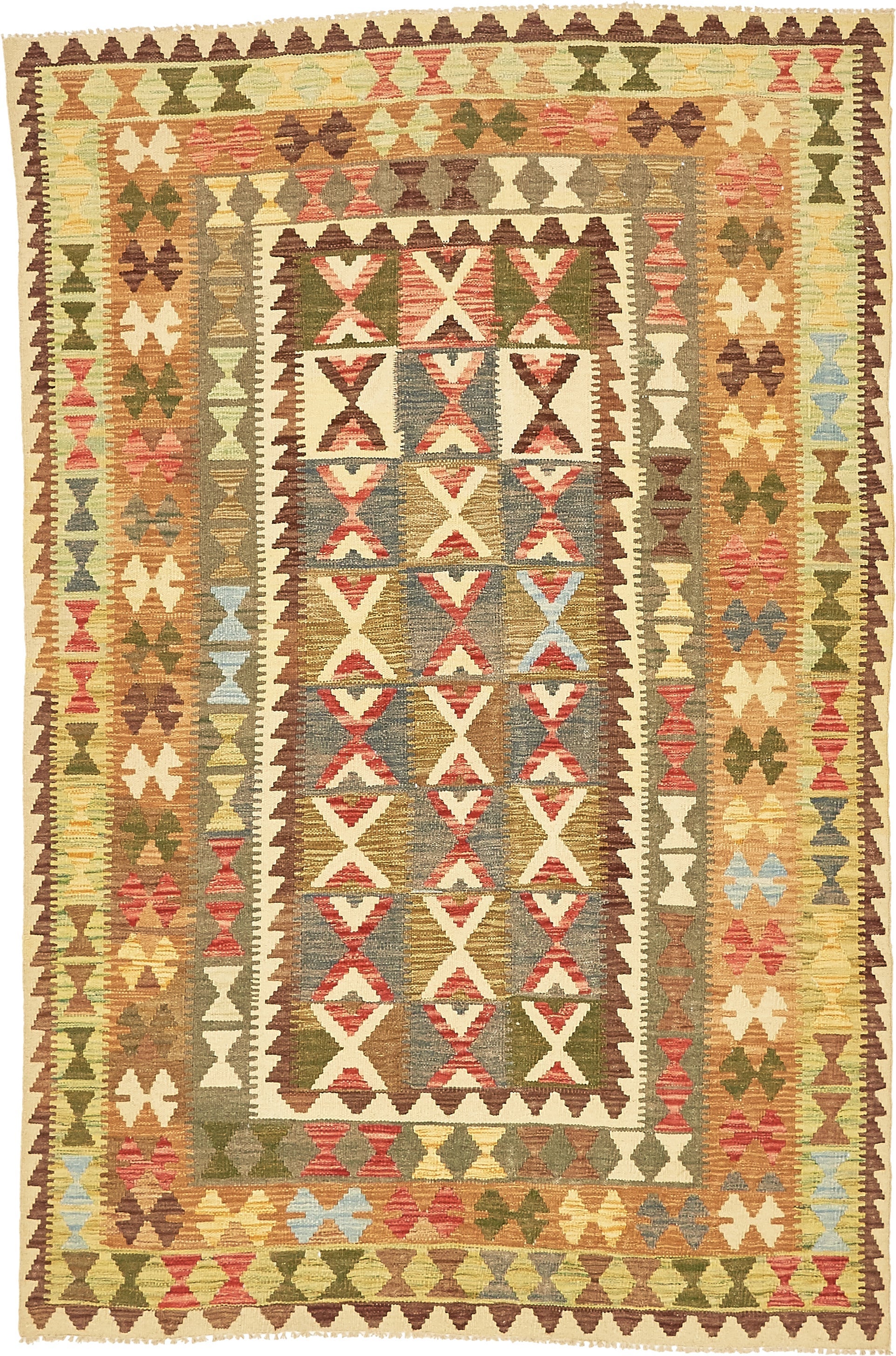 5' 2 x 8' Hand Woven Kilim Maymana Wool Rug