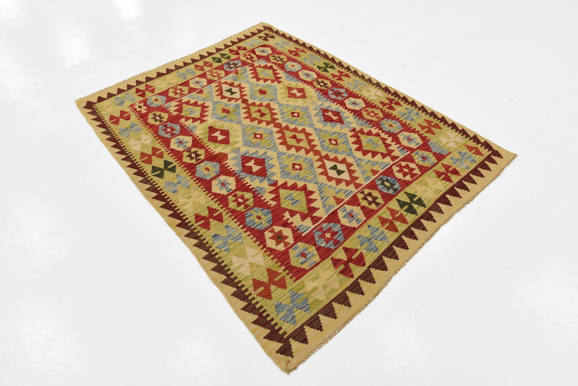 145cm x 190cm Tejido a mano Kilim Maymana Alfombra Lana