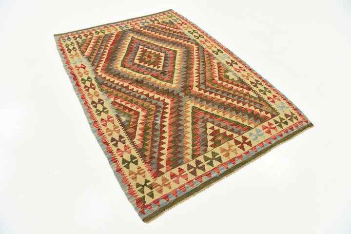125cm x 180cm Hand Woven Kilim Maymana Wool Rug