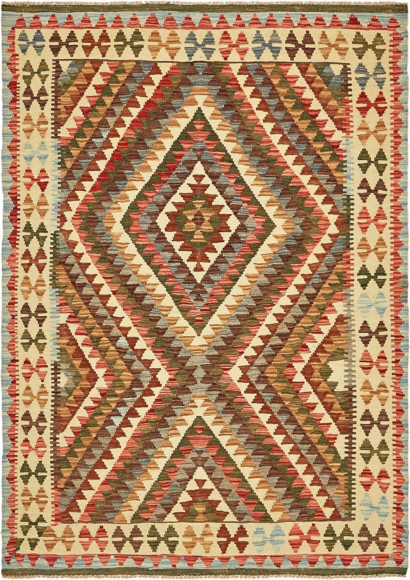 125cm x 180cm Tejido a mano Kilim Maymana Alfombra Lana
