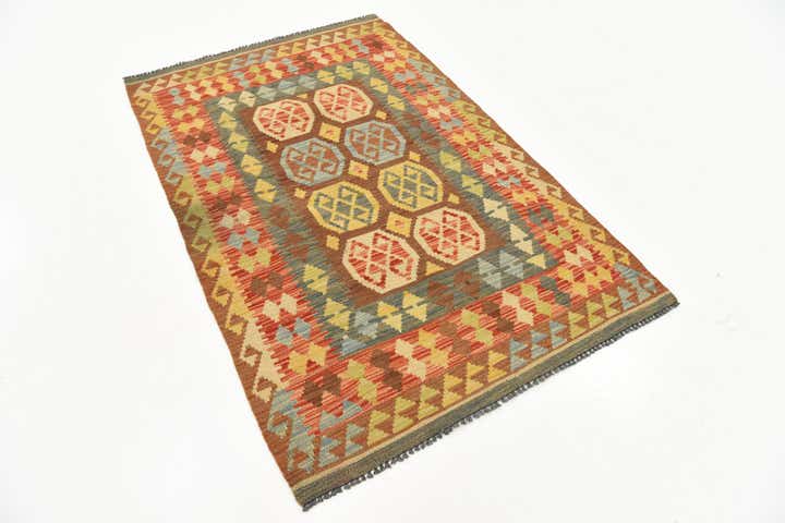 3' 3 x 6' 1 Hand Woven Kilim Maymana Wool Rug