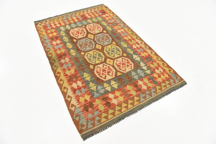 Detail image of 3' 3 x 6' 1 Hand Woven Kilim Maymana Wool Rug