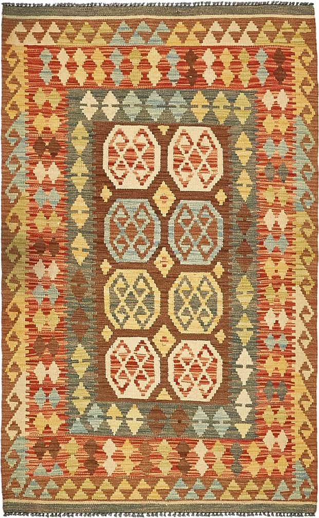 3' 3 x 6' 1 Hand Woven Kilim Maymana Wool Rug