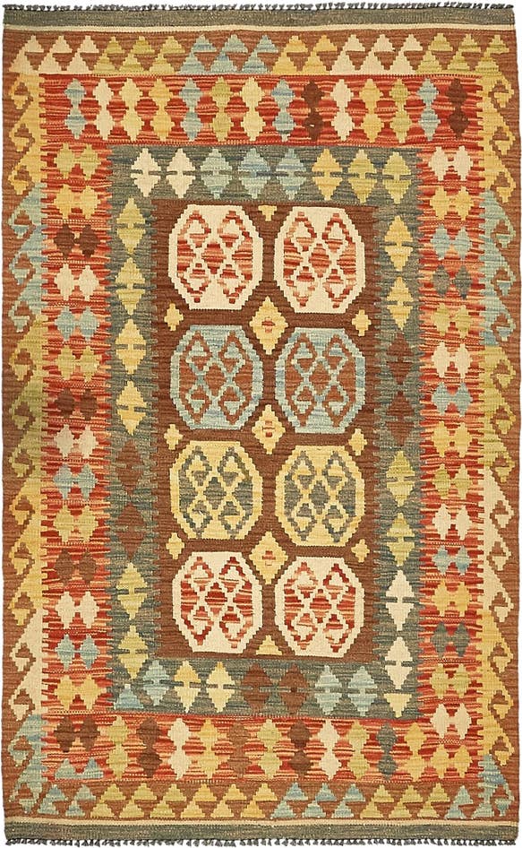 Detail image of 3' 3 x 6' 1 Hand Woven Kilim Maymana Wool Rug