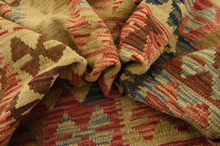3' 4 x 4' 10 Hand Woven Kilim Maymana Wool Rug