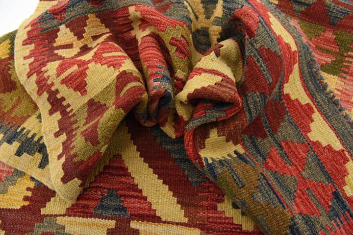3' 3 x 4' 9 Hand Woven Kilim Maymana Wool Rug