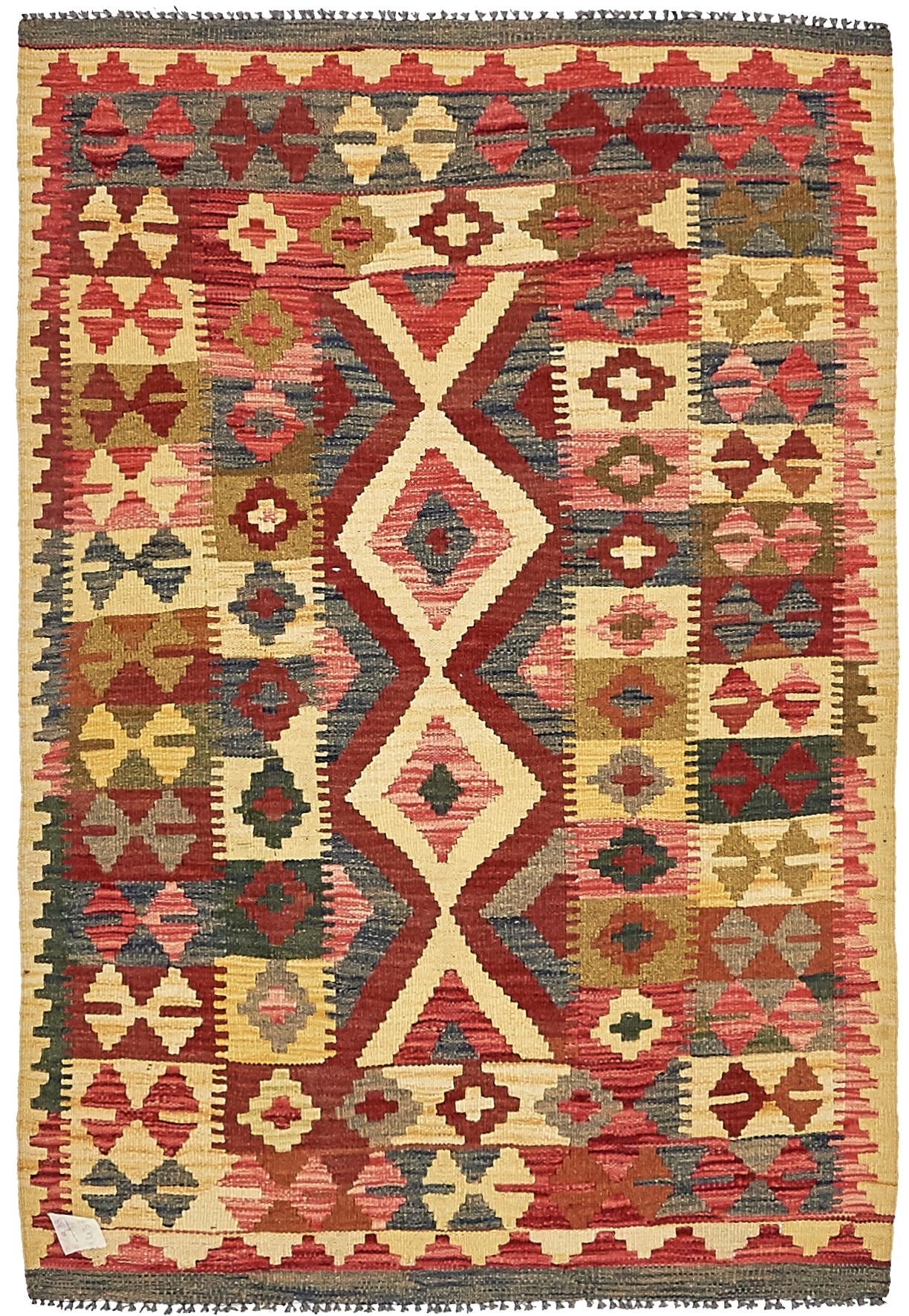 3' 3 x 4' 9 Hand Woven Kilim Maymana Wool Rug