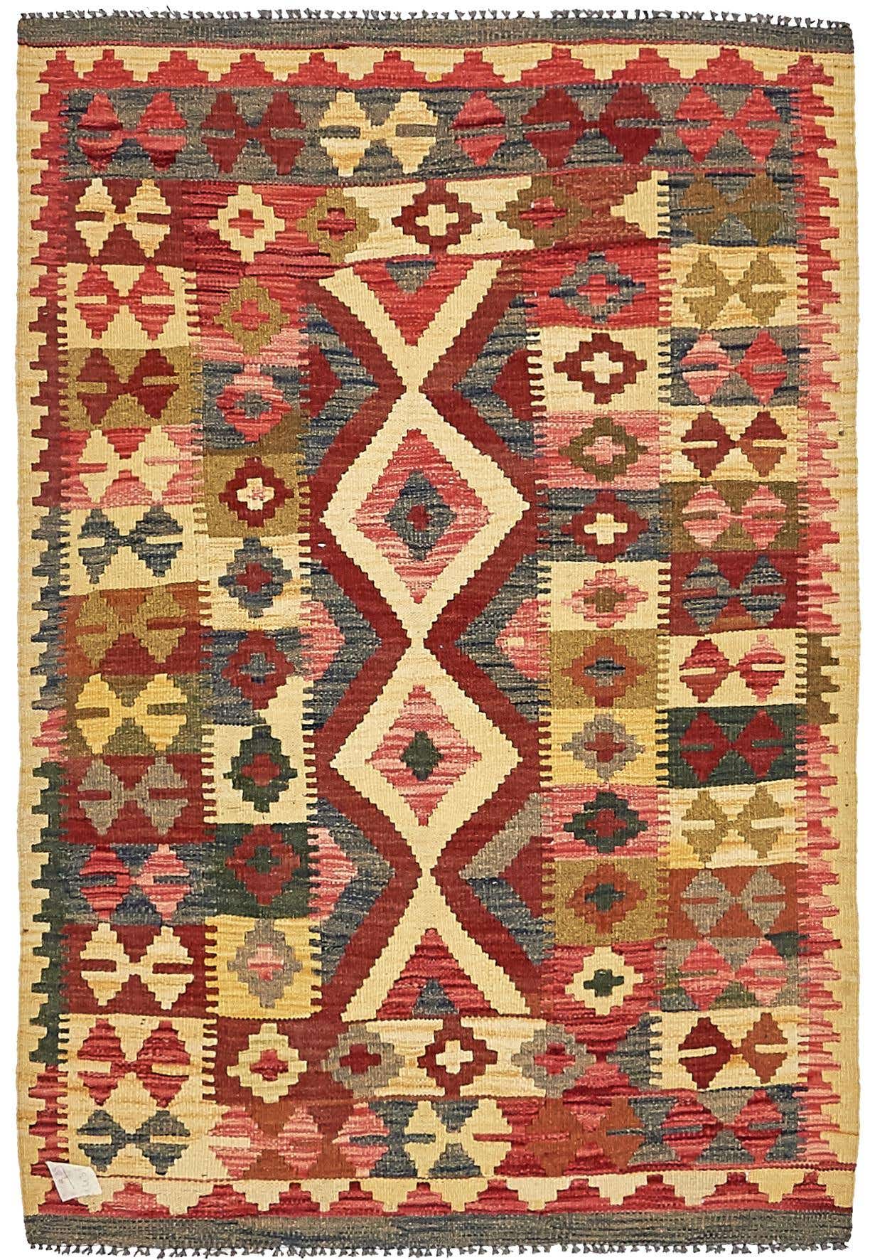 3' 3 x 4' 9 Hand Woven Kilim Maymana Wool Rug