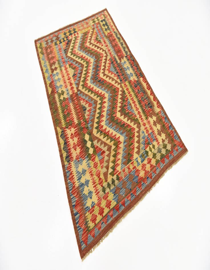 Detail image of 3' 6 x 5' 2  Hand Woven Kilim Maymana Wool Rug