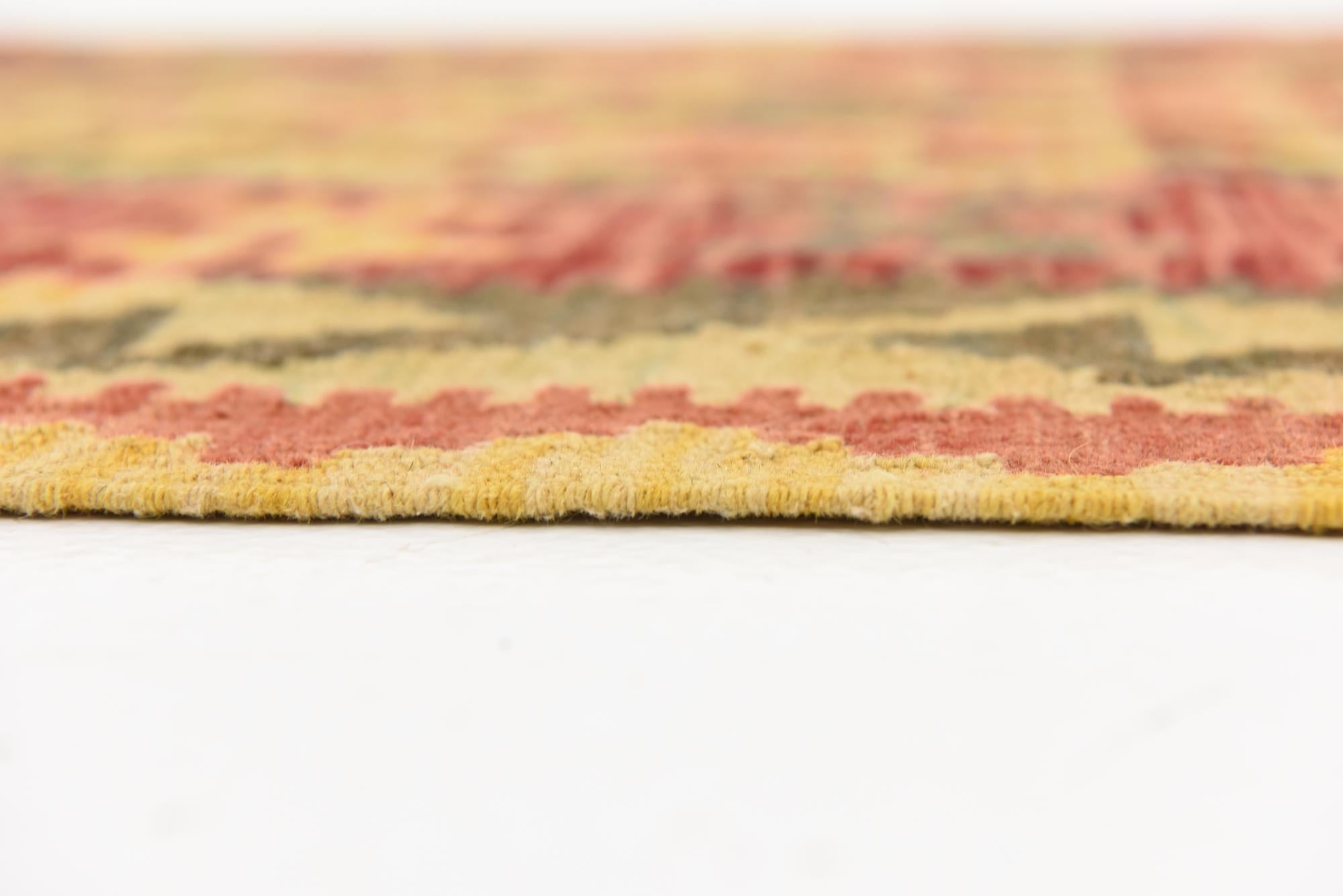 3' 4 x 4' 11 Hand Woven Kilim Maymana Wool Rug