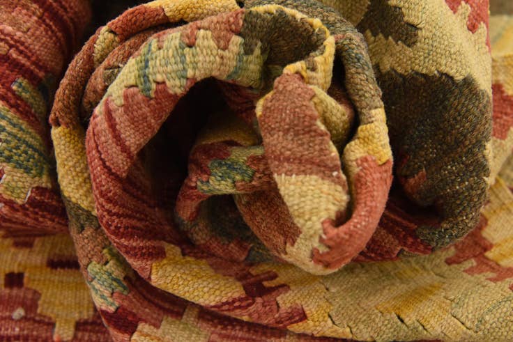 Detail image of 3' 4 x 4' 11 Hand Woven Kilim Maymana Wool Rug