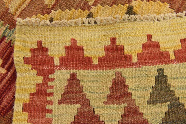 3' 4 x 4' 11 Hand Woven Kilim Maymana Wool Rug