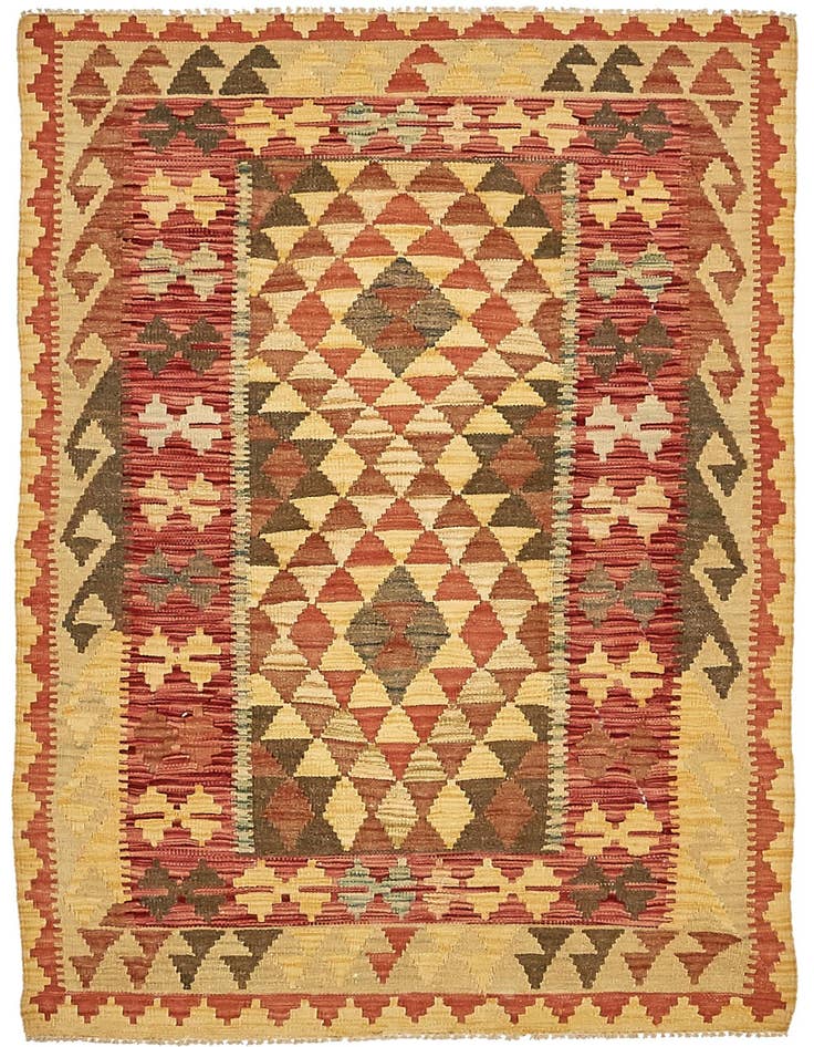Detail image of 3' 4 x 4' 11 Hand Woven Kilim Maymana Wool Rug