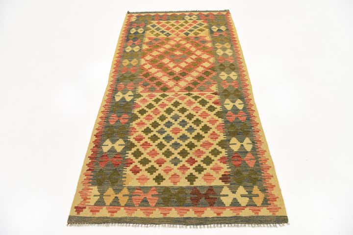3' 3 x 6' 6 Hand Woven Kilim Maymana Wool Rug