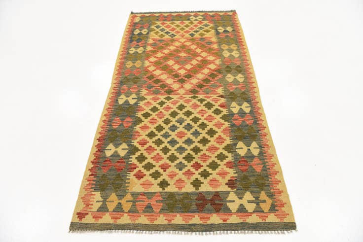 Detail image of 3' 3 x 6' 6 Hand Woven Kilim Maymana Wool Rug
