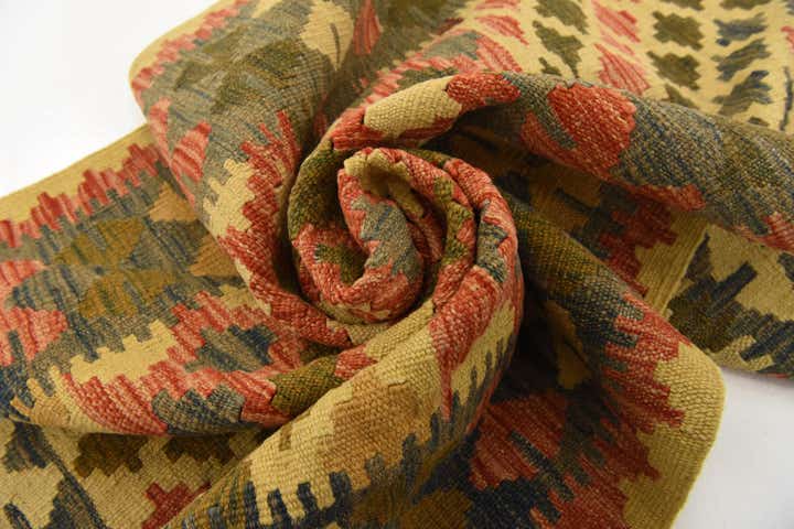3' 3 x 6' 6 Hand Woven Kilim Maymana Wool Rug