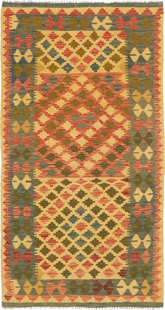 3' 3 x 6' 6 Hand Woven Kilim Maymana Wool Rug