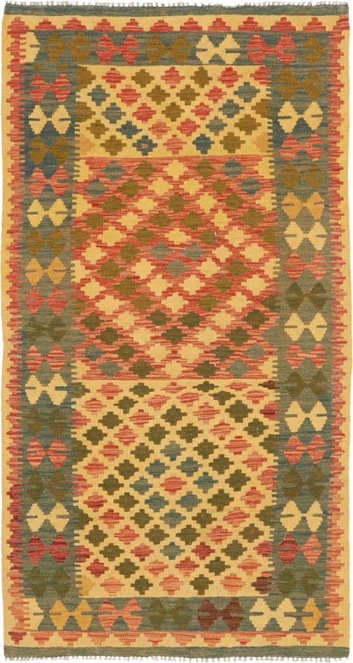 Detail image of 3' 3 x 6' 6 Hand Woven Kilim Maymana Wool Rug