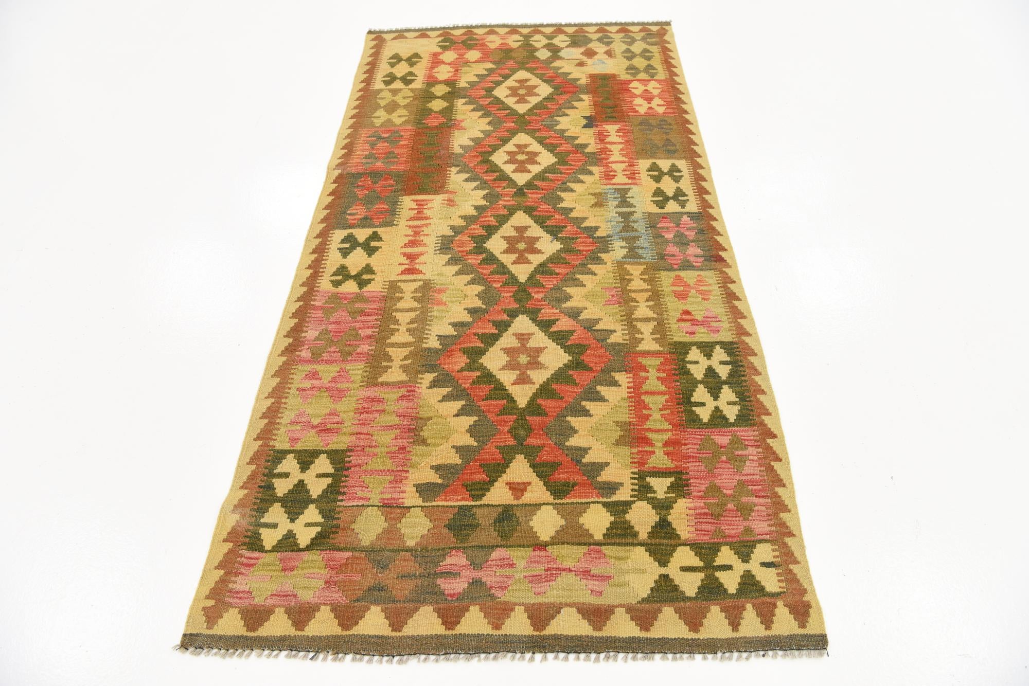 3' 3 x 6' 4 Hand Woven Kilim Maymana Wool Rug