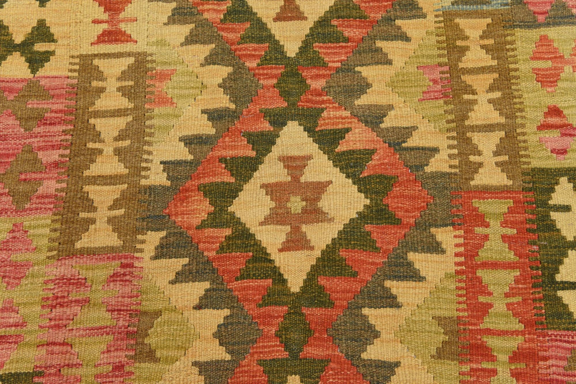 3' 3 x 6' 4 Hand Woven Kilim Maymana Wool Rug