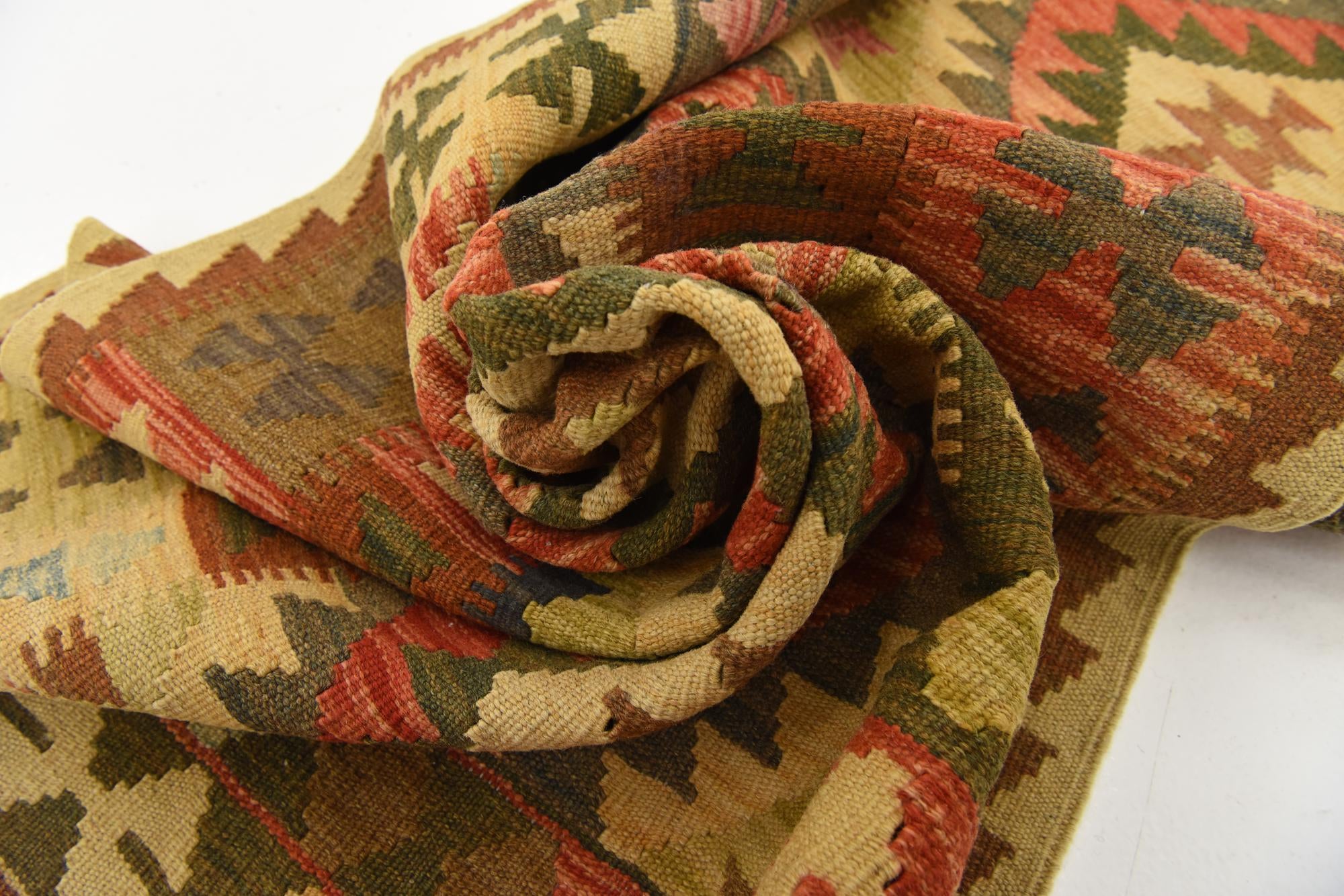 3' 3 x 6' 4 Hand Woven Kilim Maymana Wool Rug