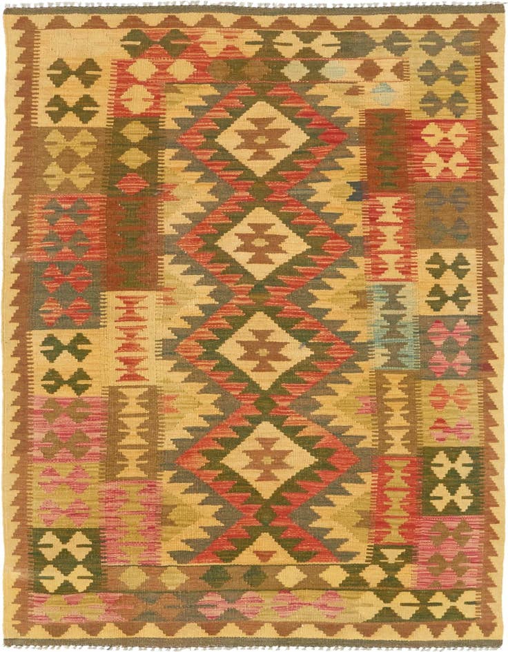 Detail image of 3' 3 x 6' 4 Hand Woven Kilim Maymana Wool Rug