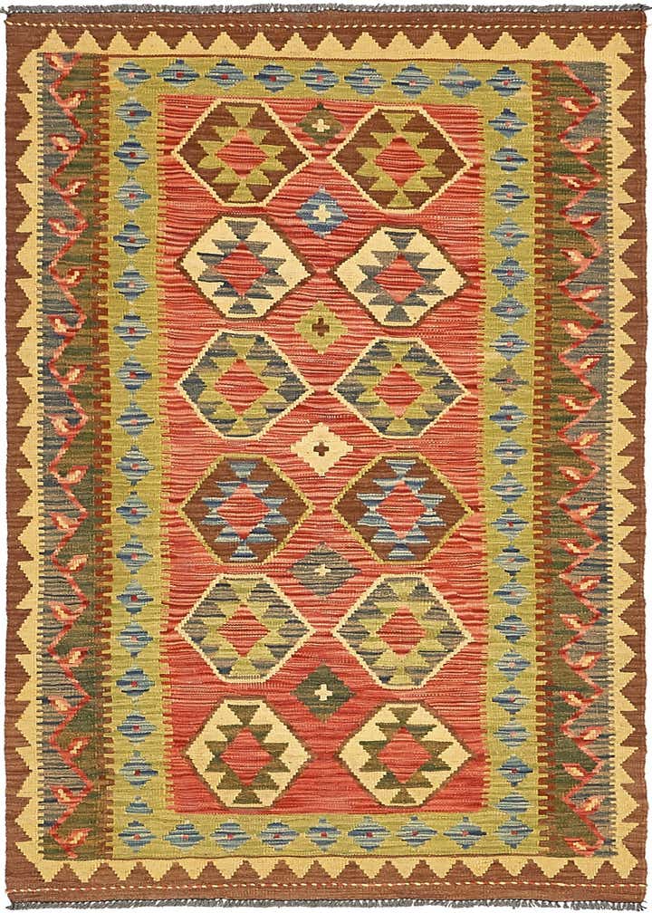 3' 5 x 6' 5 Hand Knotted Kilim Maymana Wool Rug