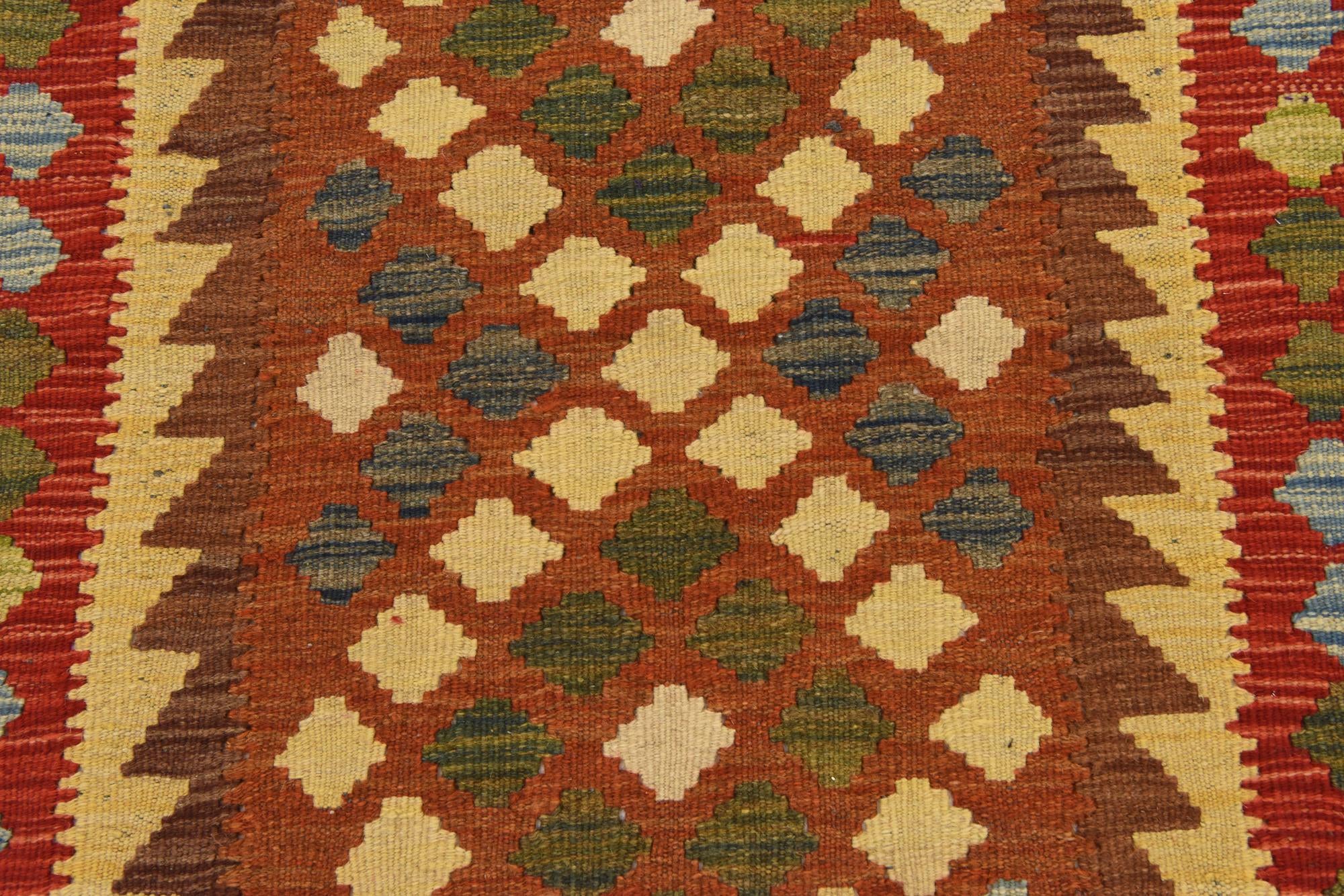 3' 3 x 5' 2 Hand Woven Kilim Maymana Wool Rug
