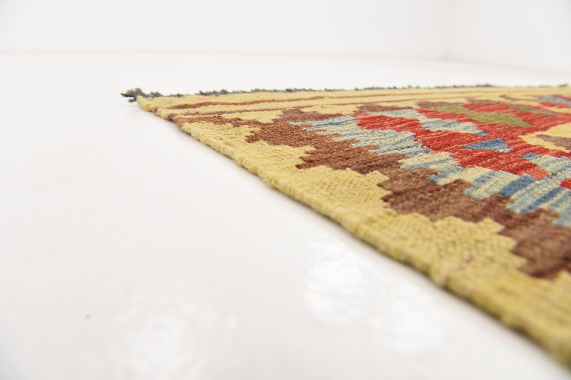 3' 3 x 5' 2 Hand Woven Kilim Maymana Wool Rug