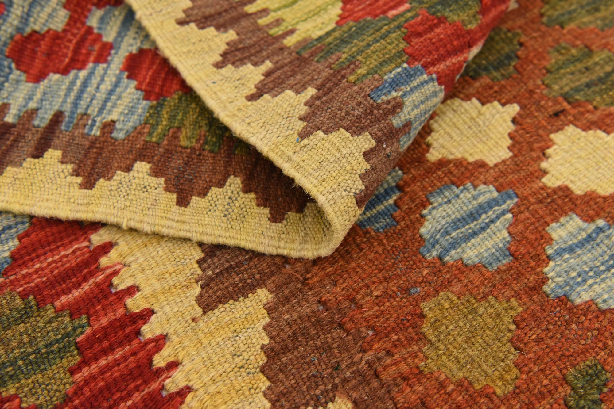 3' 3 x 5' 2 Hand Woven Kilim Maymana Wool Rug