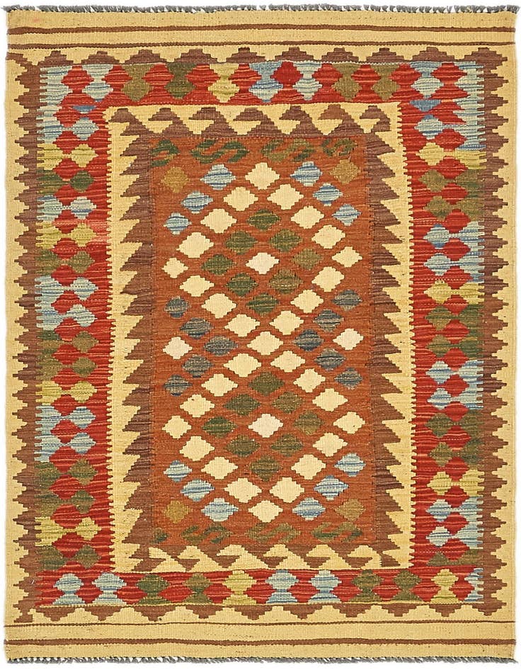 Detail image of 3' 3 x 5' 2 Hand Woven Kilim Maymana Wool Rug