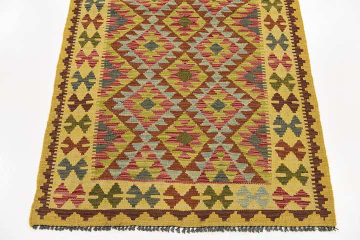 3' 5 x 5' 3 Hand Woven Kilim Maymana Wool Rug