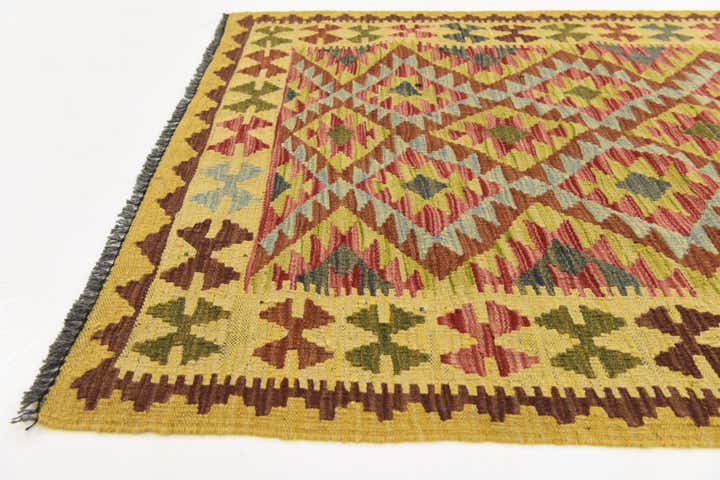 3' 5 x 5' 3 Hand Woven Kilim Maymana Wool Rug