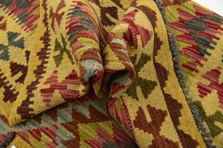 3' 5 x 5' 3 Hand Woven Kilim Maymana Wool Rug