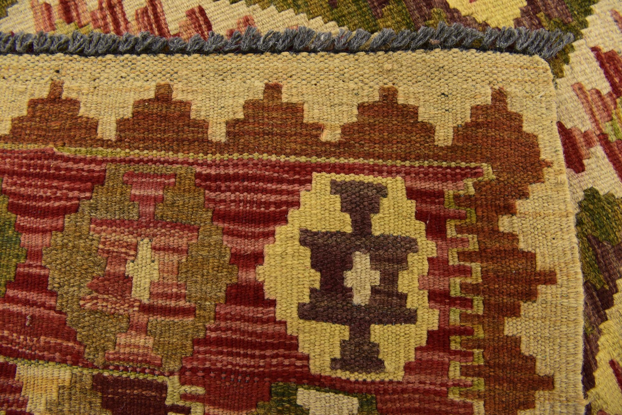 3' 4 x 4' 10 Hand Woven Kilim Maymana Wool Rug