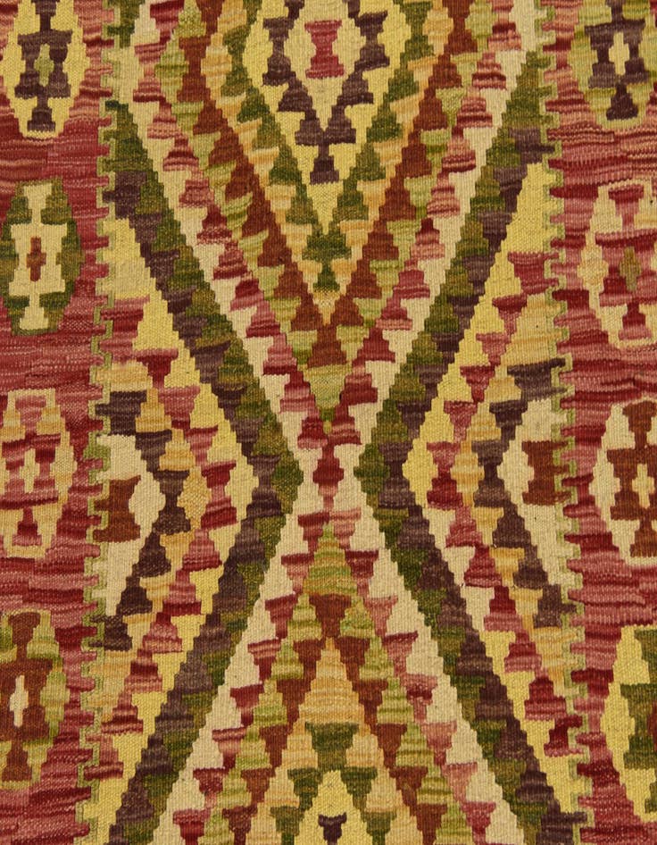 Detail image of 3' 4 x 4' 10  Hand Woven Kilim Maymana Wool Rug