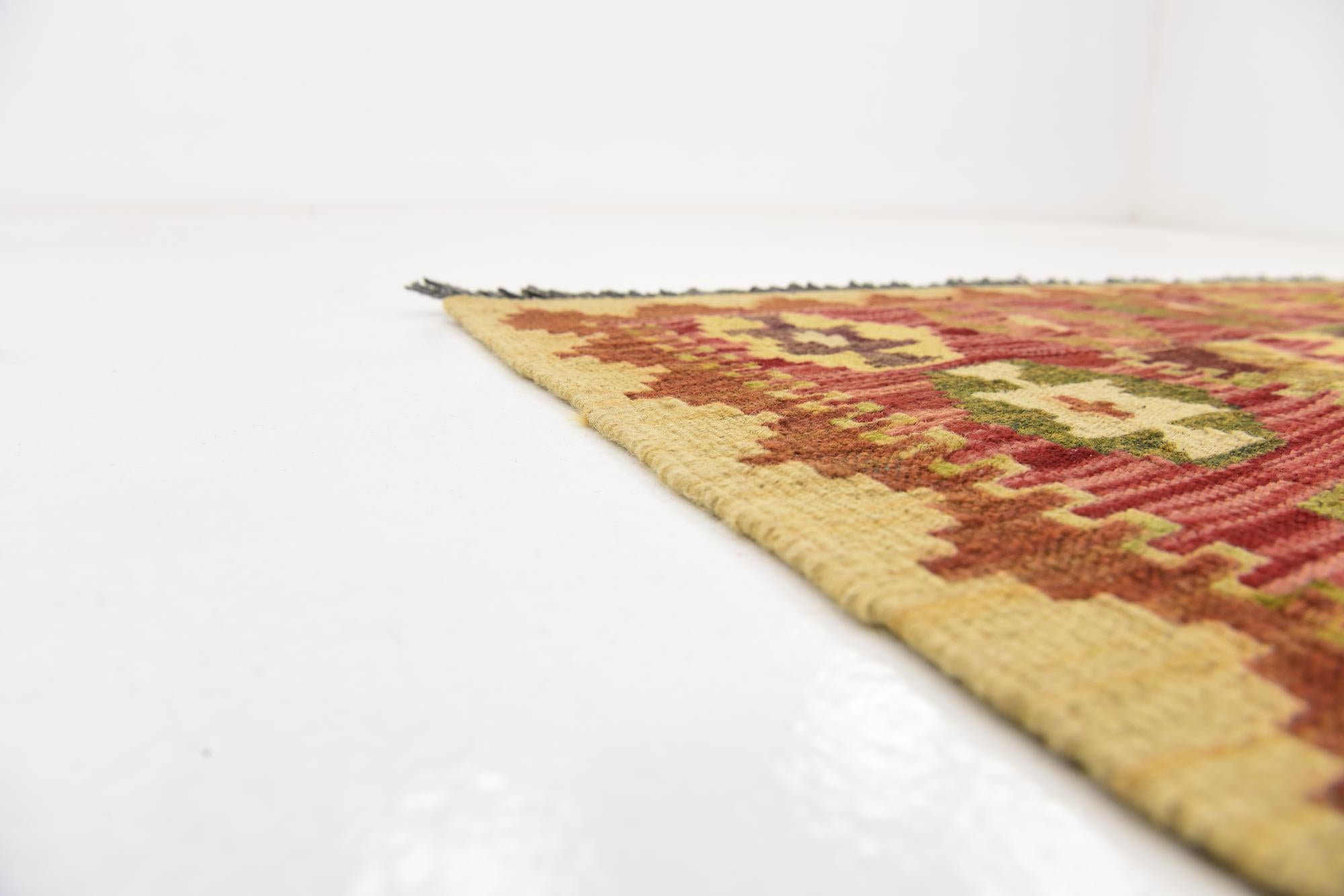 3' 4 x 4' 10 Hand Woven Kilim Maymana Wool Rug
