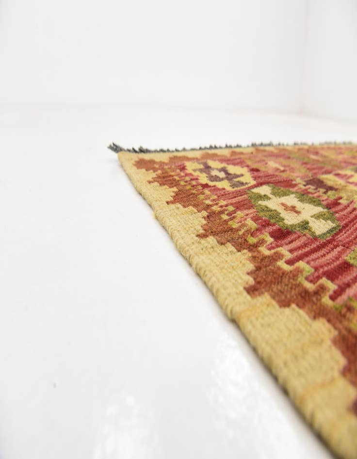 Detail image of 3' 4 x 4' 10  Hand Woven Kilim Maymana Wool Rug