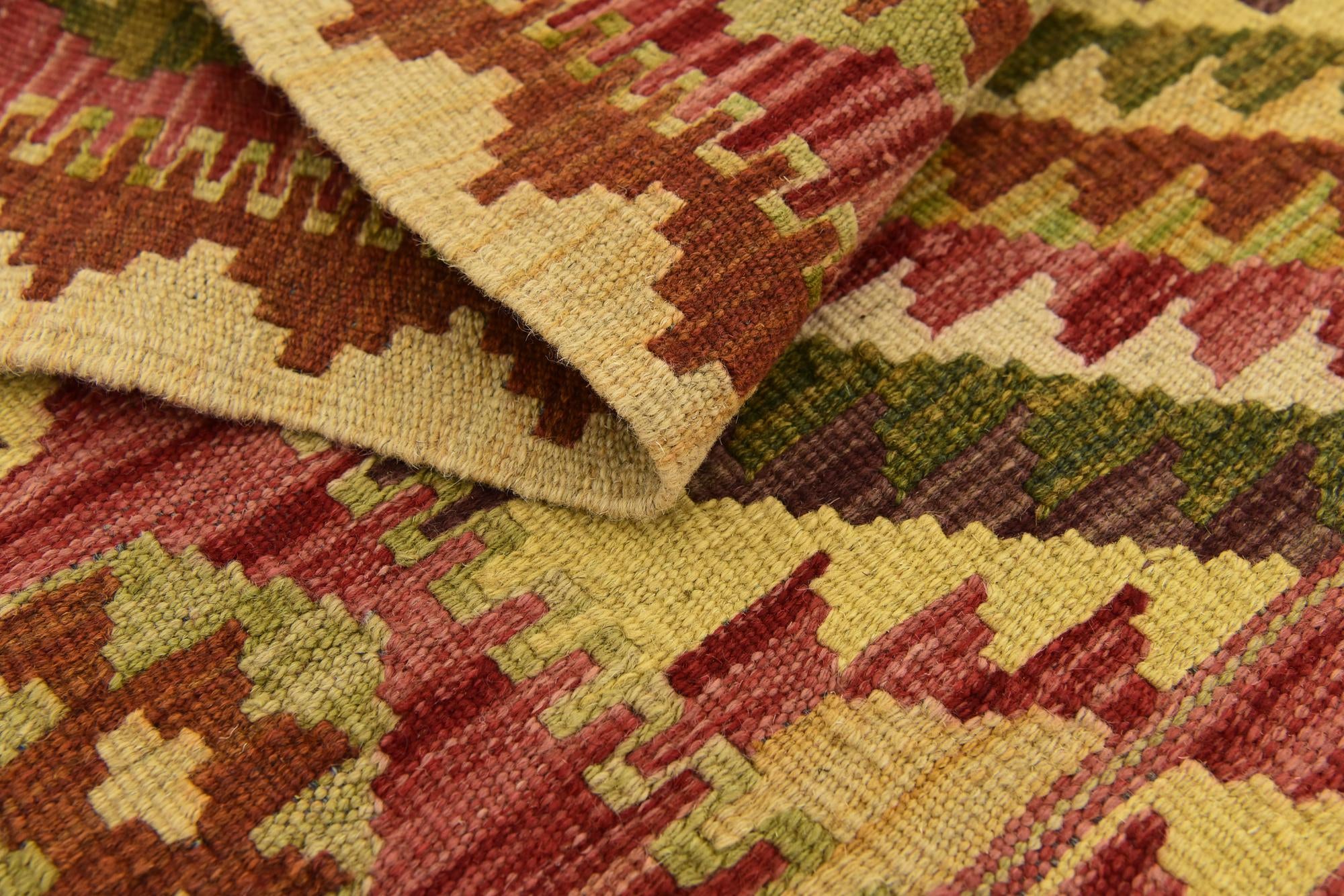 3' 4 x 4' 10 Hand Woven Kilim Maymana Wool Rug