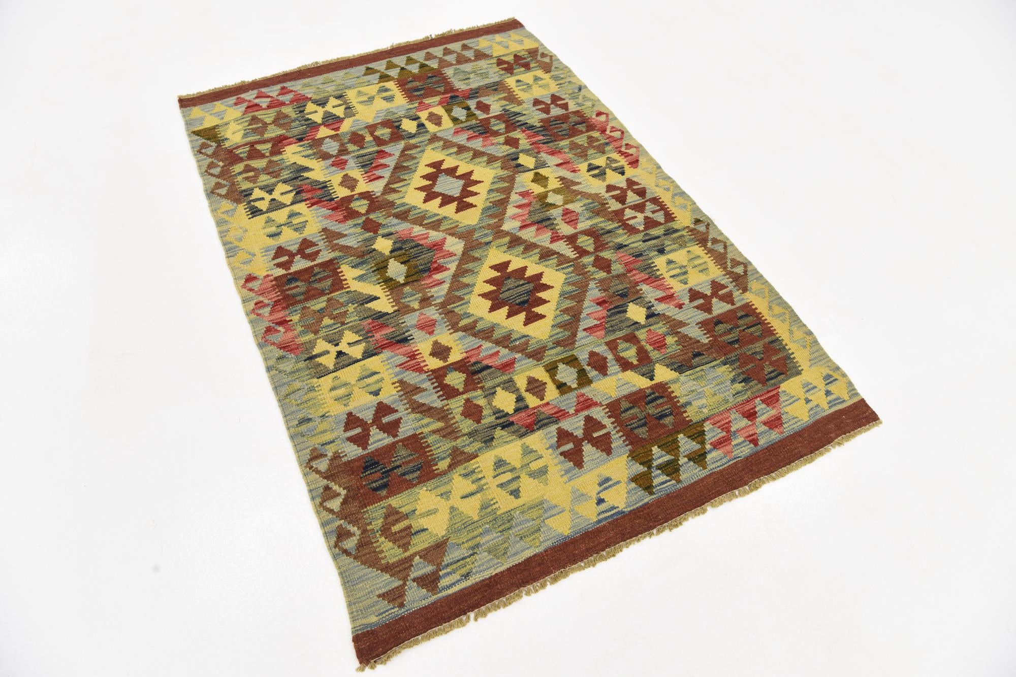 3' 5 x 5' Hand Woven Kilim Maymana Wool Rug