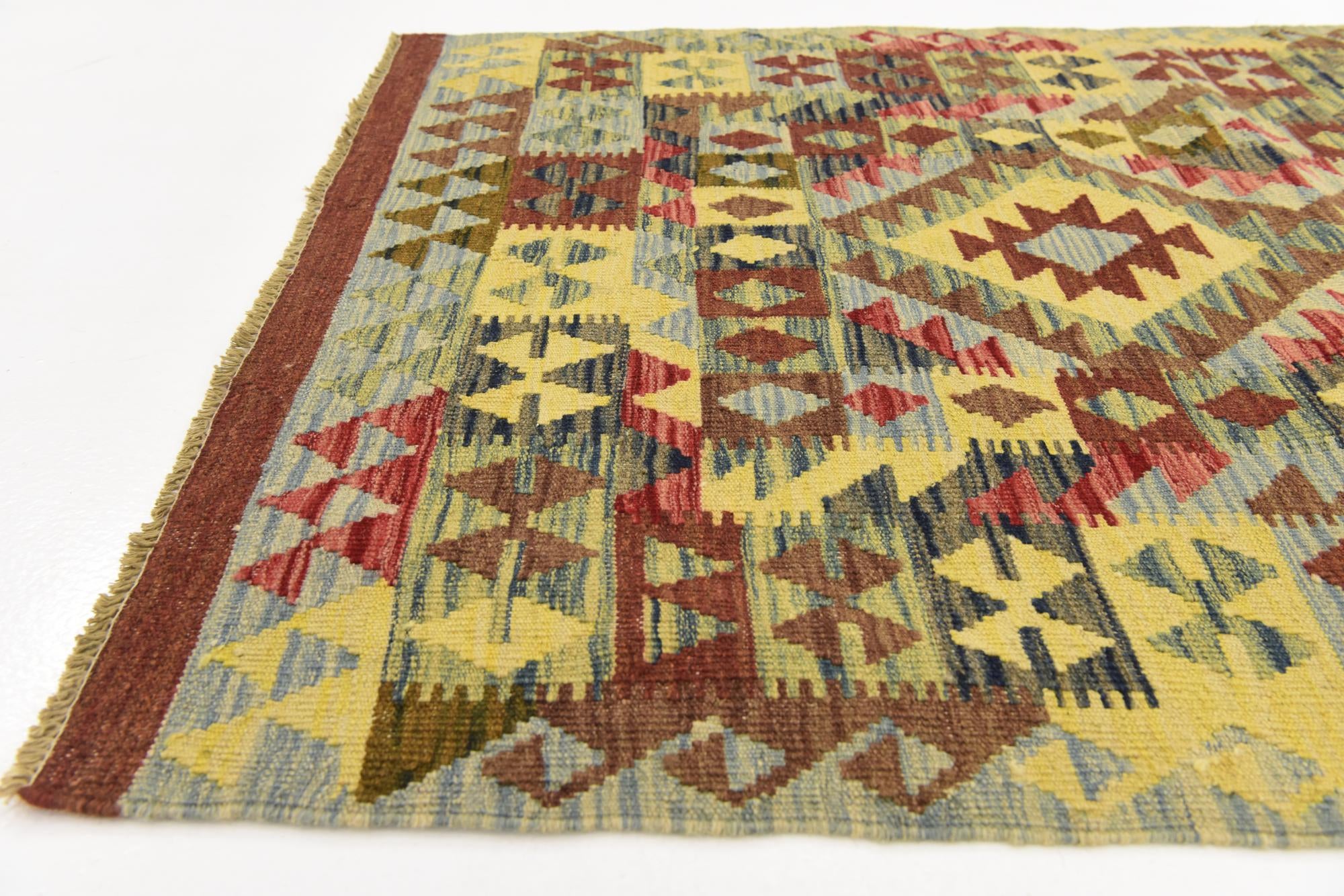 3' 5 x 5' Hand Woven Kilim Maymana Wool Rug