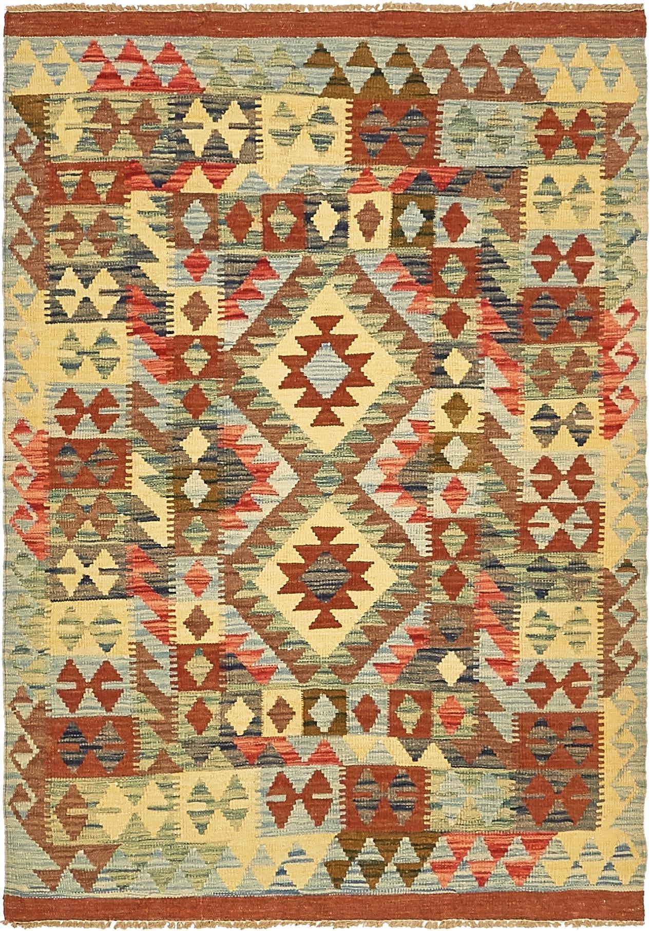 3' 5 x 5' Hand Woven Kilim Maymana Wool Rug