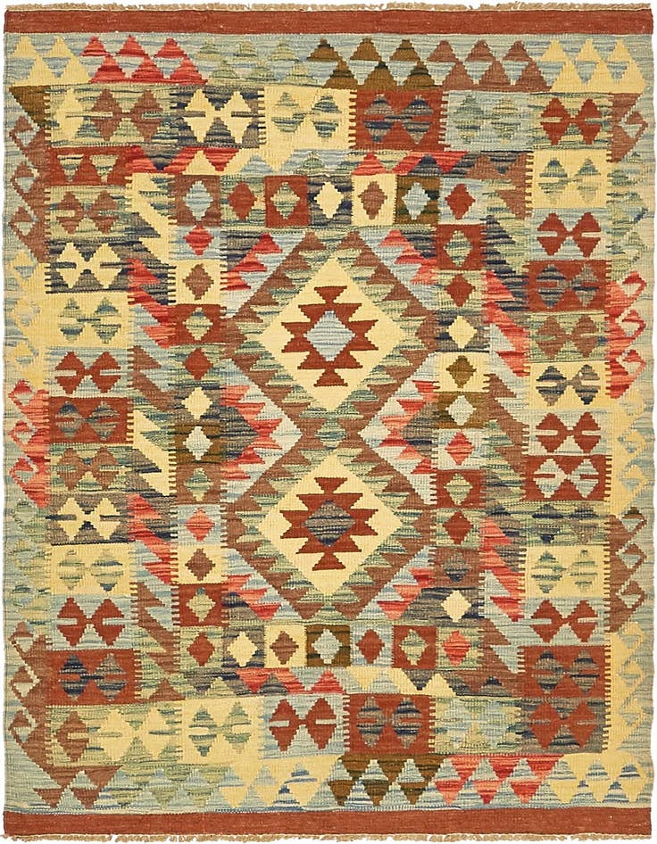 Detail image of 3' 5 x 5' Hand Woven Kilim Maymana Wool Rug