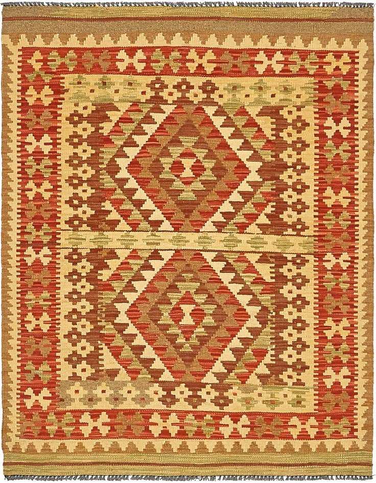 Detail image of 3' 3 x 5' 2 Hand Woven Kilim Maymana Wool Rug