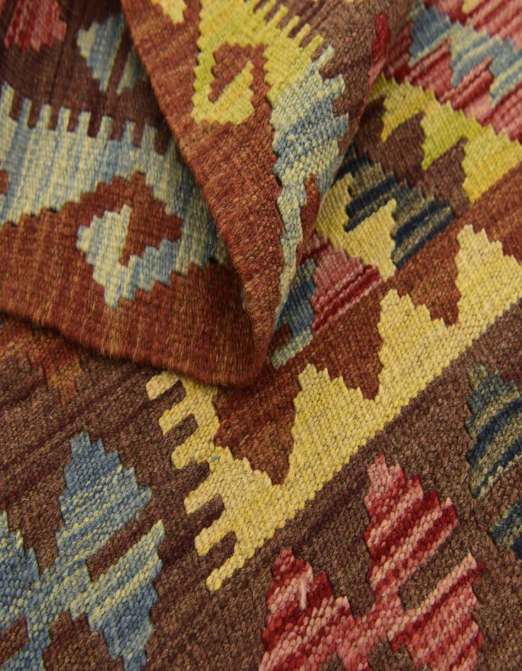 Detail image of 3' 7 x 4' 9  Hand Woven Kilim Maymana Wool Rug