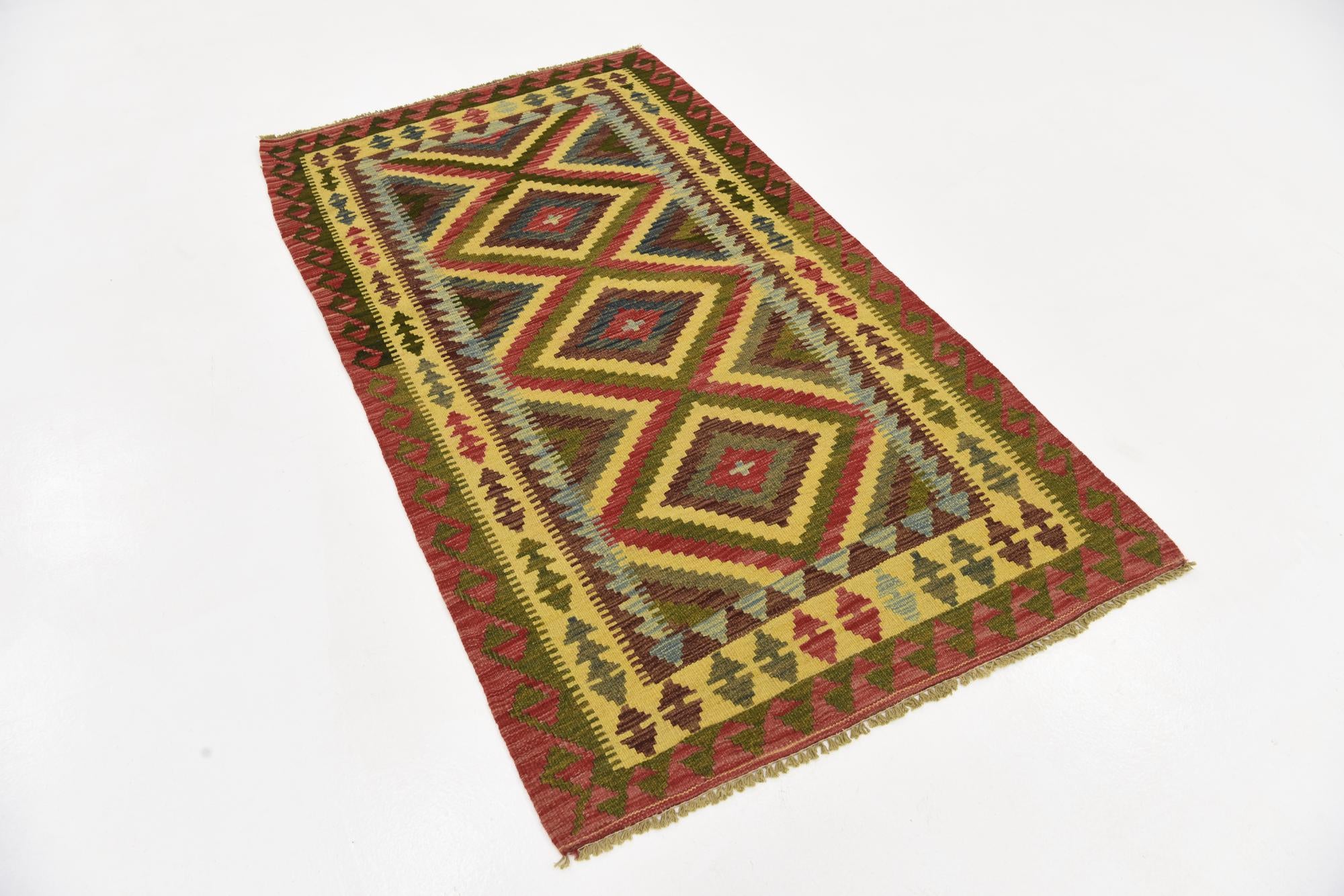 3' 6 x 6' Hand Woven Kilim Maymana Wool Rug