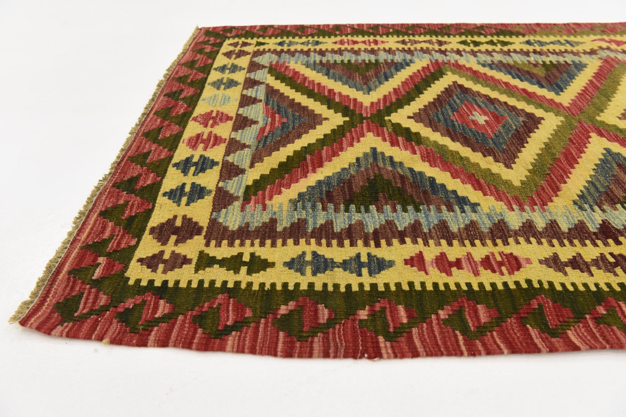 3' 6 x 6' Hand Woven Kilim Maymana Wool Rug