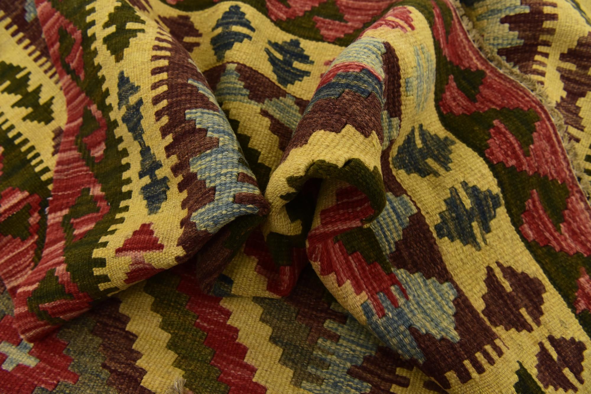 3' 6 x 6' Hand Woven Kilim Maymana Wool Rug