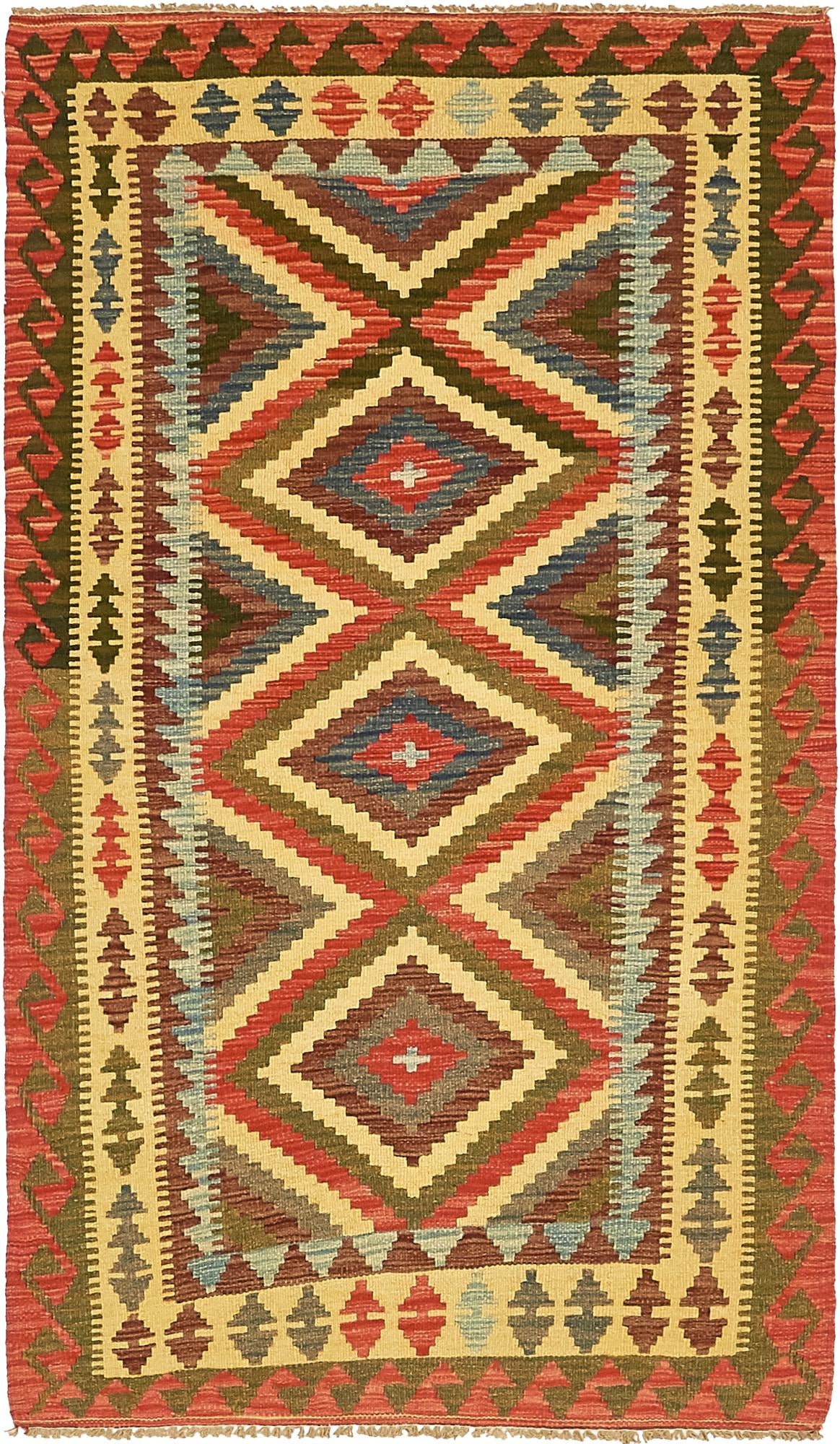 3' 6 x 6' Hand Woven Kilim Maymana Wool Rug