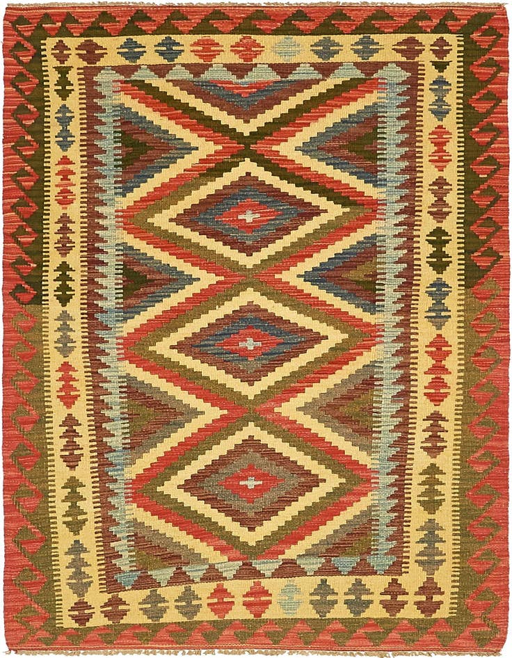 Detail image of 3' 6 x 6' Hand Woven Kilim Maymana Wool Rug